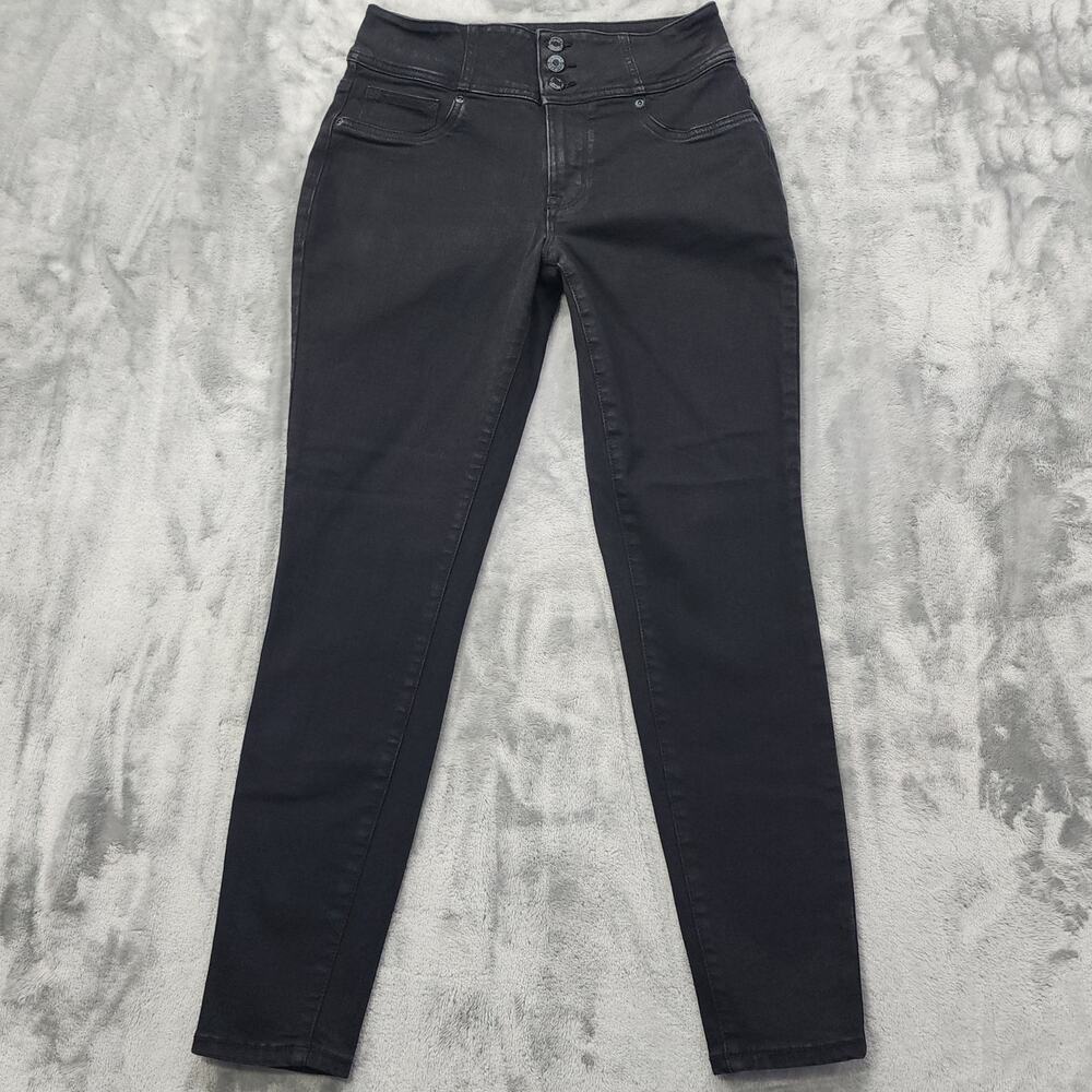 Maurices Jeans Womens M Black High Rise 3-Button‎ Skinny Ankle Jegging Stretch
